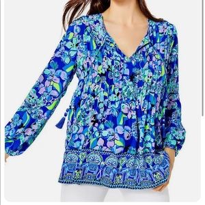 NWT Lilly Pulitzer Mariana Top in Blue Grotto Twilight Tropics